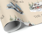 Rustieke blokhut in de bergen inpakpapier (Rol Hoek)