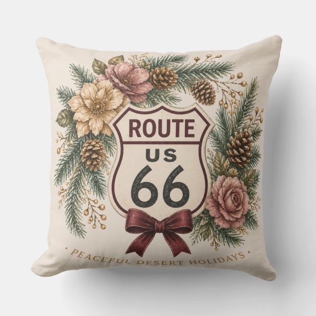 Rustieke blokhut rode buffel geruite Route 66 wint Kussen (Voorkant)