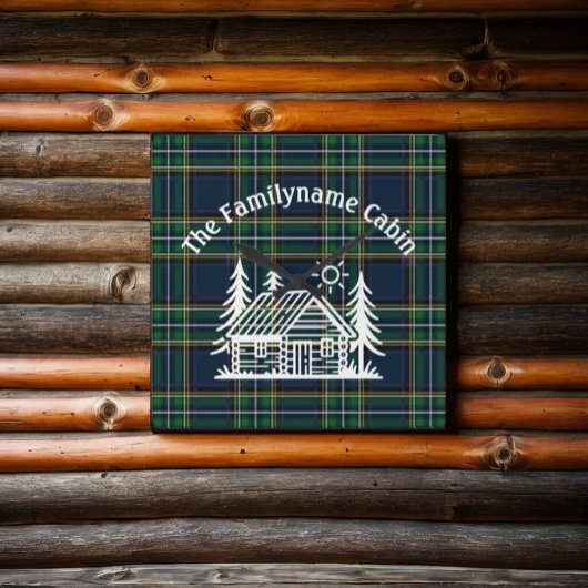 Rustieke Blokhut Tartan Vierkante Klok