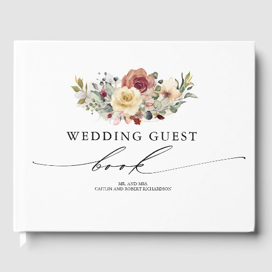 Rustieke Bloom Bloemen Herfst Elegante bruiloft Gastenboek (Voorkant)