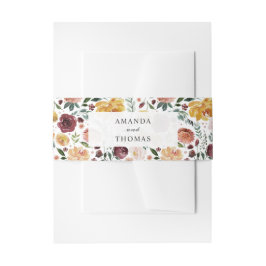 Rustieke Bloom Bourgondische Sinaasappel Bloemen H Uitnodigingen Wikkel