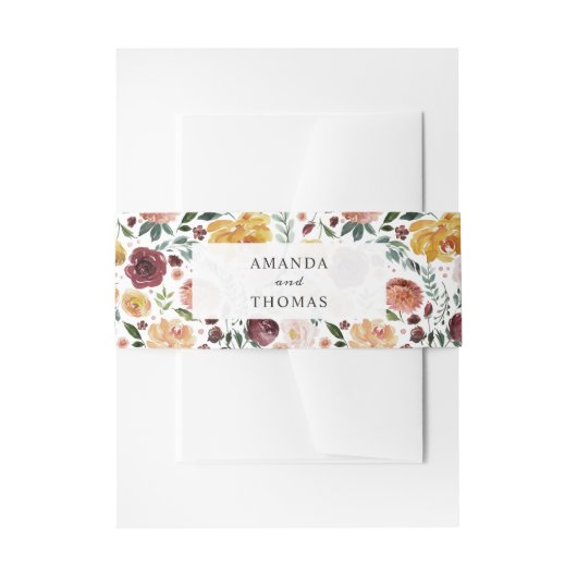 Rustieke Bloom Bourgondische Sinaasappel Bloemen H Uitnodigingen Wikkel (Voorkant Voorbeeld)