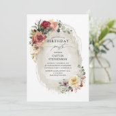 Rustieke Bloom Elegante Verjaardag Uitnodigingen (Staand voorkant)