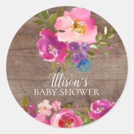 Rustieke Bloom Floral Baby shower Envelope Seal Ronde Sticker