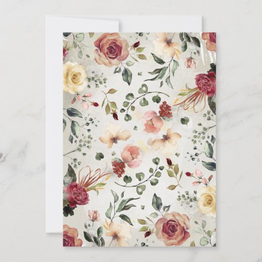 Rustieke Bloom Floral Fall bruiloft uitnodiging (Achterkant)