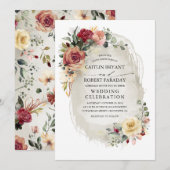 Rustieke Bloom Floral Fall bruiloft uitnodiging (Voorkant / Achterkant)