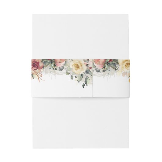 Rustieke Bloom Herfst Bloemen en groen Bruiloft Uitnodigingen Wikkel (Achterkant Voorbeeld)