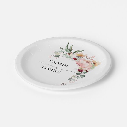 Rustieke Bloom herfst bruiloft Papieren Bordje (Gekanteld)