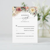 Rustieke Bloom Herfst geïnspireerd mooie bruiloft RSVP Kaartje (Staand voorkant)