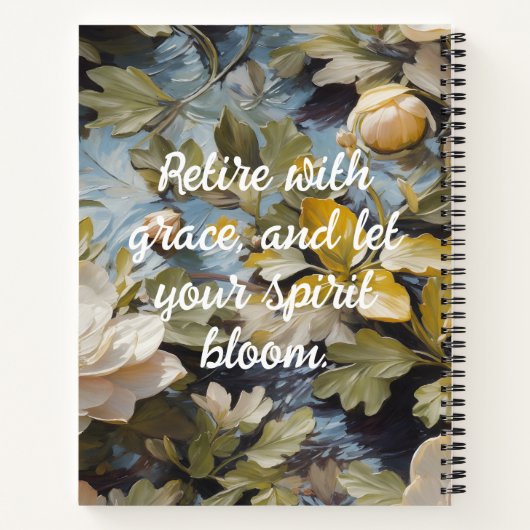 Rustieke Blooms Custom Retirement Gifts voor Haar Notitieboek (Achterkant)