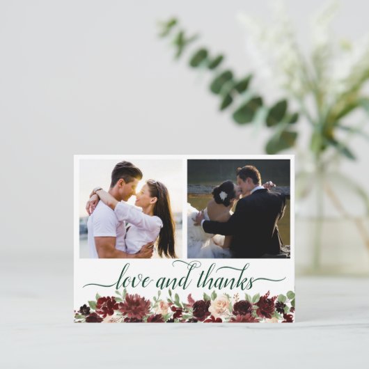 Rustieke Blooms | Terracotta 2 foto Liefde en Beda Briefkaart (Staand voorkant)