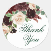 Rustieke Blooms | Terracotta en Marsala Bedankt Ronde Sticker (Voorkant)