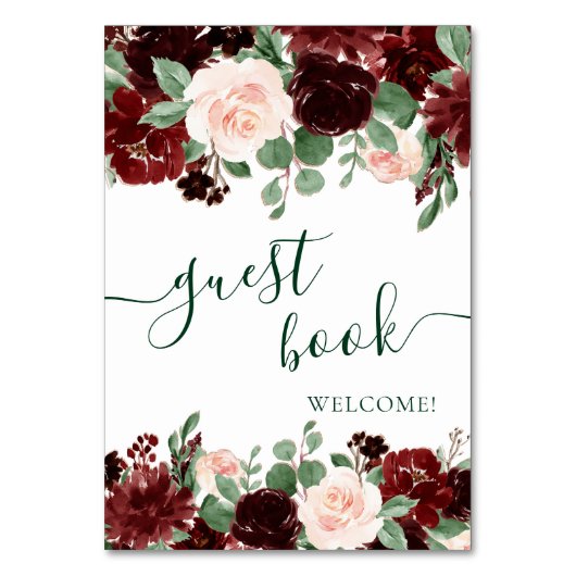 Rustieke Blooms | Terracotta en Marsala Gastenboek Kaart (Voorkant)