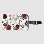 Rustieke Blooms | Terracotta en Marsala Monogram Bagagelabel (Voorkant (horizontaal))