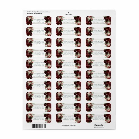 Rustieke Blooms | Terracotta en Marsala Red Adres Etiket (Full Sheet)