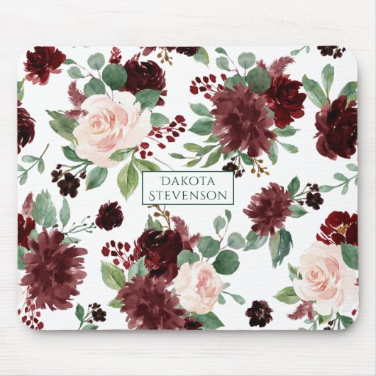 Rustieke Blooms | Terracotta en Marsala Red Custom Muismat (Voorkant)