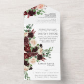 Rustieke Blooms | Terracotta en Marsala Red Entree All In One Uitnodiging (Binnen)