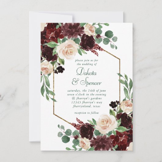 Rustieke Blooms | Terracotta en Marsala Red Floral Kaart (Voorkant)