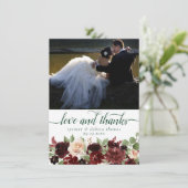 Rustieke Blooms | Terracotta en Marsala Red Foto Bedankkaart (Staand voorkant)