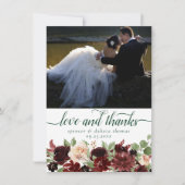 Rustieke Blooms | Terracotta en Marsala Red Foto Bedankkaart (Voorkant)