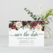 Rustieke Blooms | Terracotta en Marsala Red Garlan Save The Date (Staand voorkant)