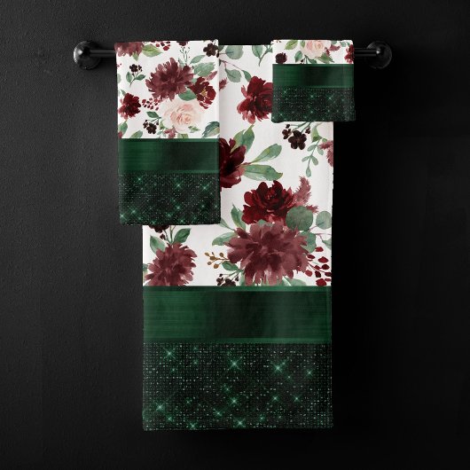 Rustieke Blooms | Terracotta en Marsala Red Shimme Bad Handdoek