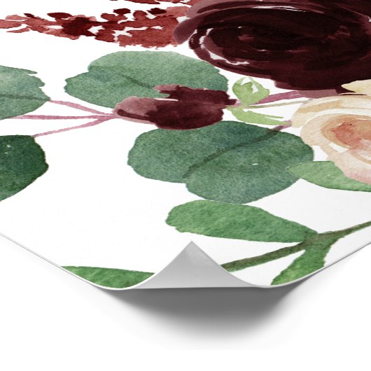 Rustieke Blooms | Terracotta en Marsala Red Welkom Poster (Hoek)
