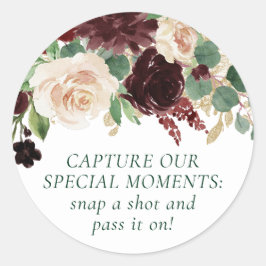 Rustieke Blooms | Terracotta en Marsala Rode Camer Ronde Sticker