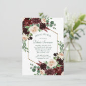 Rustieke Blooms | Terracotta en Marsala Rode douch Kaart (Staand voorkant)