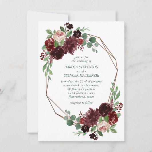 Rustieke Blooms | Terracotta en Marsala Rood Boeke Kaart (Voorkant)