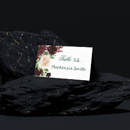 Rustieke Blooms | Terracotta en Marsala Rood Boeke Plaatskaartje