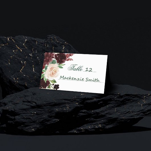 Rustieke Blooms | Terracotta en Marsala Rood Boeke Plaatskaartje