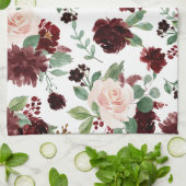 Rustieke Blooms | Terracotta en Marsala rood patro Theedoek (Gevouwen)