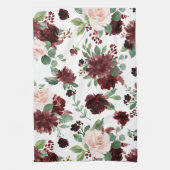 Rustieke Blooms | Terracotta en Marsala rood patro Theedoek (Verticaal)