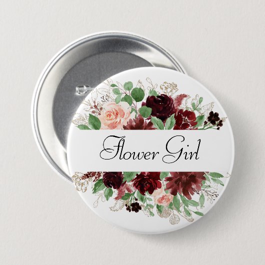 Rustieke Blooms | Terracotta Marsala Bruidsfeest Ronde Button 7,6 Cm (Voorkant /achterkant)