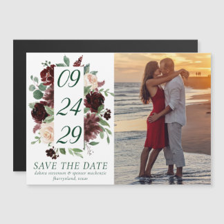 Rustieke Blooms | Terracotta Marsala Save the Date Magnetische Uitnodiging