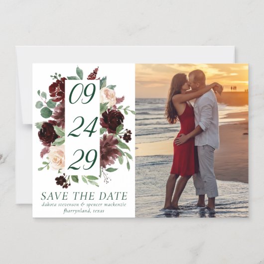 Rustieke Blooms | Terracotta Marsala Save the Date Magnetische Uitnodiging (Voorkant)