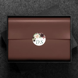 Rustieke Blooms | Terracotta Marsala Save the Date Ronde Sticker