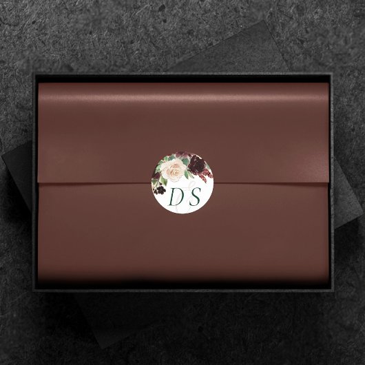 Rustieke Blooms | Terracotta Marsala Save the Date Ronde Sticker