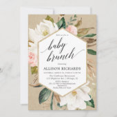 Rustieke blos blos wit meisje baby brunch douche kaart (Voorkant)