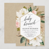 Rustieke blos blos wit meisje baby brunch douche kaart (Voorkant / Achterkant)