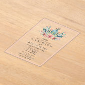 Rustieke Blos Cacti Botanische Natuur Woestijn Bru Acryl Uitnodigingen (Laagn)