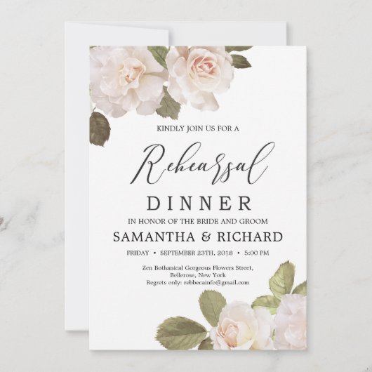 rustieke blos Franse rozen repetitiediner Kaart (Voorkant)