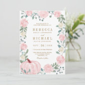 Rustieke Blos Roze Bloemenkleurige Pompoen QR Code Kaart (Staand voorkant)