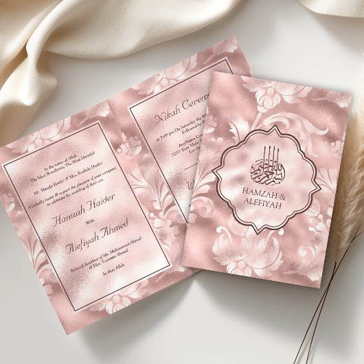 Rustieke Blos Roze Filigraan Bloemige Moslim Bruil