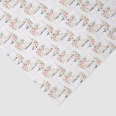 Rustieke blos roze rozen eucalyptus 15e verjaardag tissuepapier (Detail)