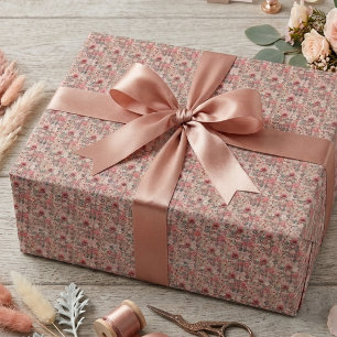 Rustieke blozende roze bloemige roze gouden sweet cadeaupapier