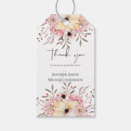 Rustieke Blozende Roze Bloemige Salie Trouwfeest Cadeaulabel