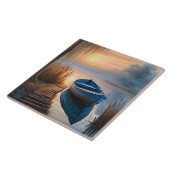 Rustieke Blue Boat bij Sunrise Tegeltje (Zijkant)