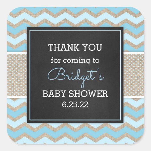 Rustieke Blue Boy Baby shower gunst sticker 3656 (Voorkant)